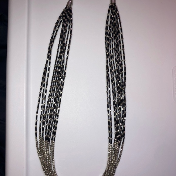 NWOT Multi-strand black and silver tone necklace - Picture 3 of 5